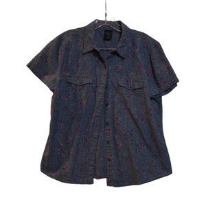 FADED GLORY (1972)qaulity Goods Button Shirt Short Sleeves Floral Shirt L(12-14)